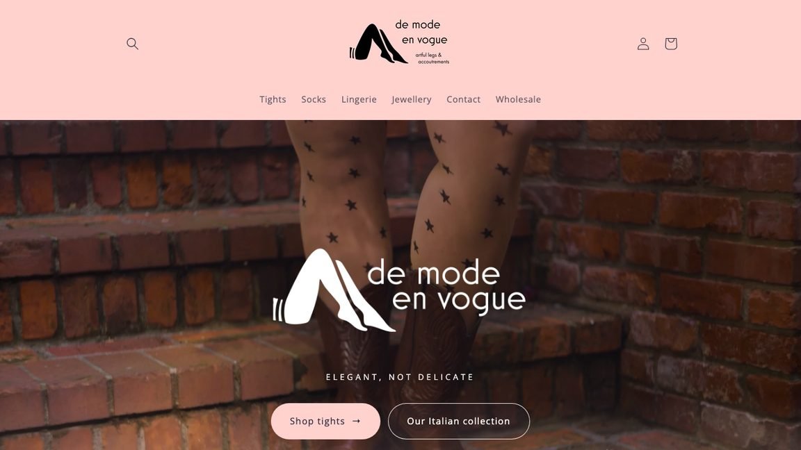 The De Mode en Vogue online store homepage