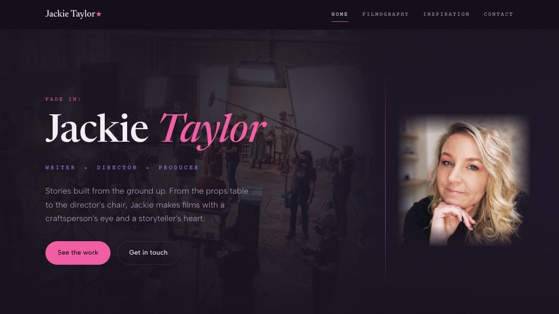 The Jackie Taylor website homepage