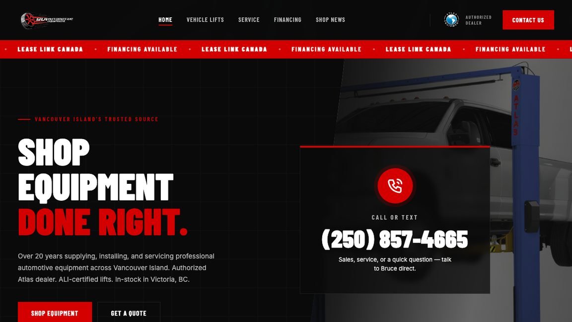 The SVI Automotive Equipment website homepage